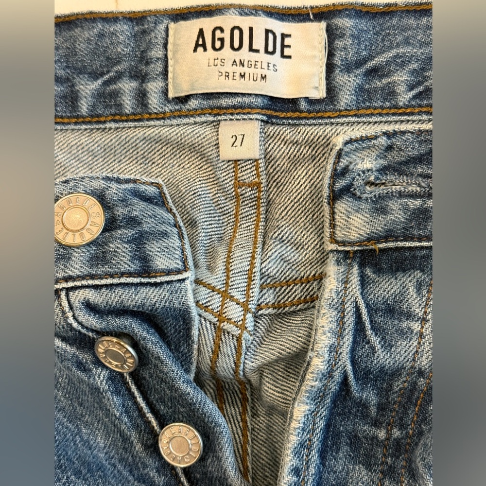 Agolde Los Angeles- Agolde Jamie Button Front Straight Leg Jean- No Stretch- 27 - Picture 4 of 6